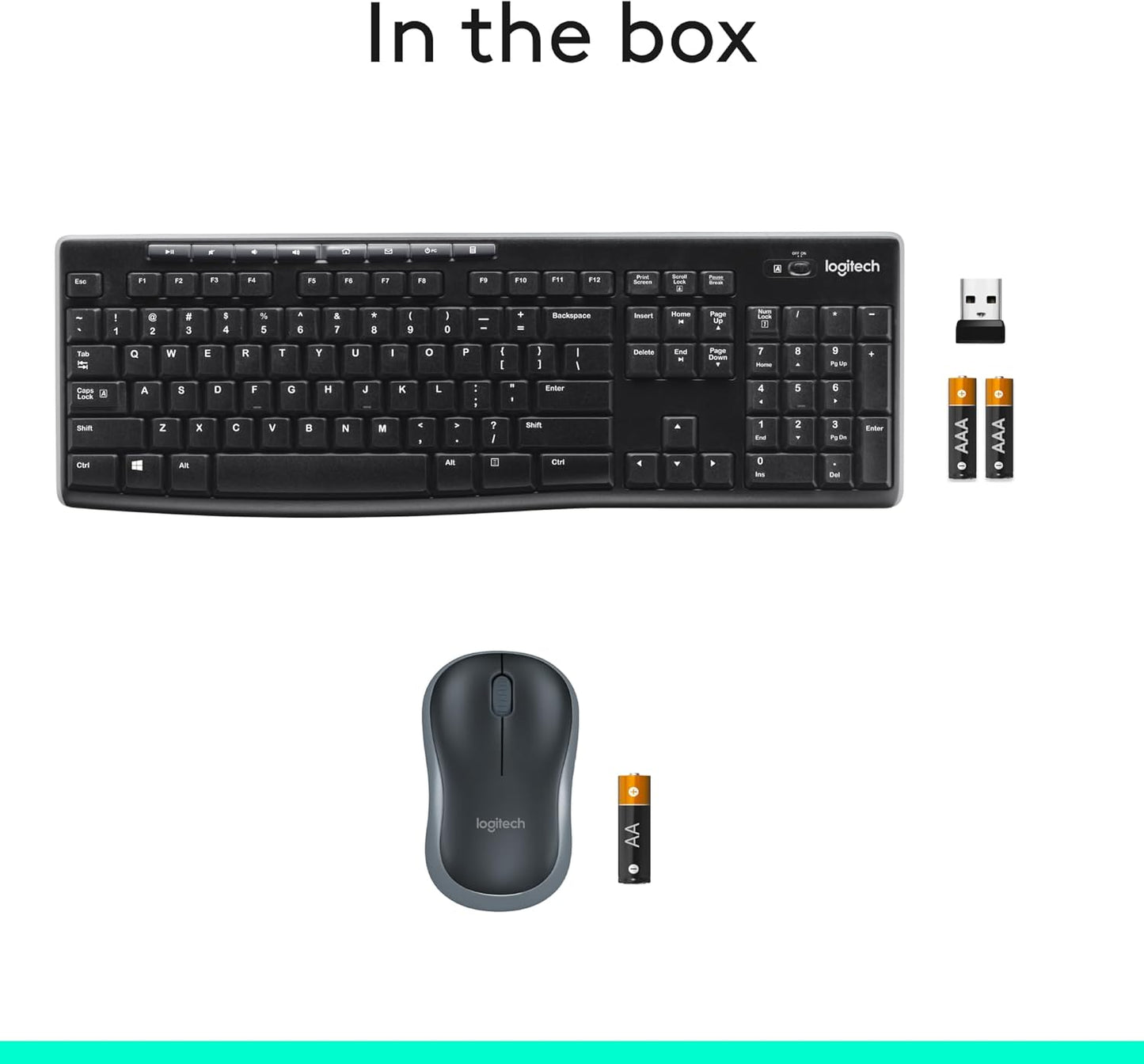 Logitech MK270 Wireless Keyboard and Mouse Combo for Windows, 2.4 GHz, 8 Multimedia Keys, PC, Laptop, Wireless Keyboard Compact Mouse Combo