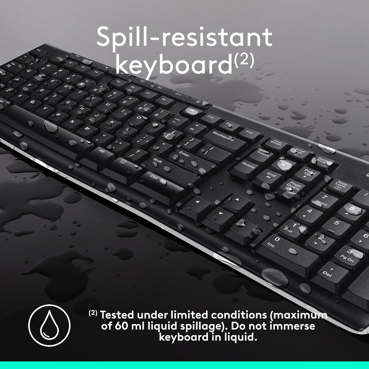 Logitech MK270 Wireless Keyboard and Mouse Combo for Windows, 2.4 GHz, 8 Multimedia Keys, PC, Laptop, Wireless Keyboard Compact Mouse Combo