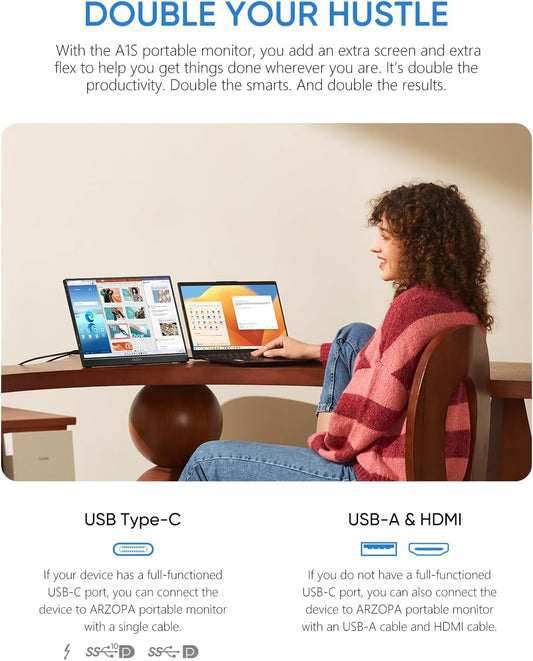ARZOPA Portable Monitor FHD 1080P