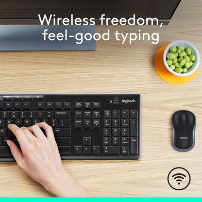 Logitech MK270 Wireless Keyboard and Mouse Combo for Windows, 2.4 GHz, 8 Multimedia Keys, PC, Laptop, Wireless Keyboard Compact Mouse Combo
