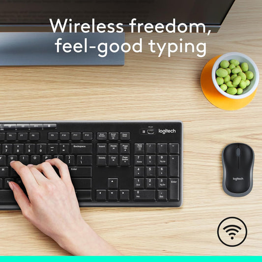 Logitech MK270 Wireless Keyboard and Mouse Combo for Windows, 2.4 GHz, 8 Multimedia Keys, PC, Laptop, Wireless Keyboard Compact Mouse Combo