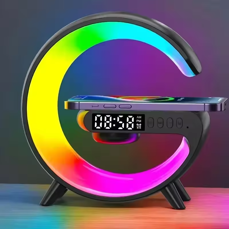 Wireless Charger with Bluetooth Speaker,Lamp, Alarm Clock &  App Controlled