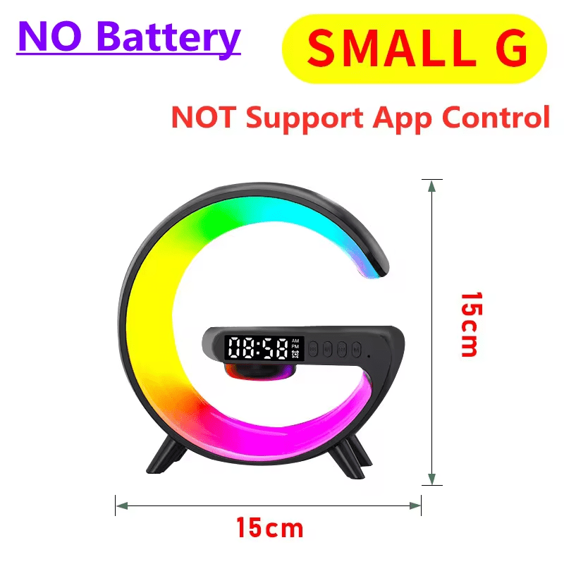 Wireless Charger with Bluetooth Speaker,Lamp, Alarm Clock &  App Controlled
