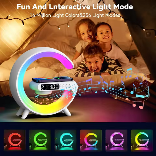 Wireless Charger with Bluetooth Speaker,Lamp, Alarm Clock &  App Controlled