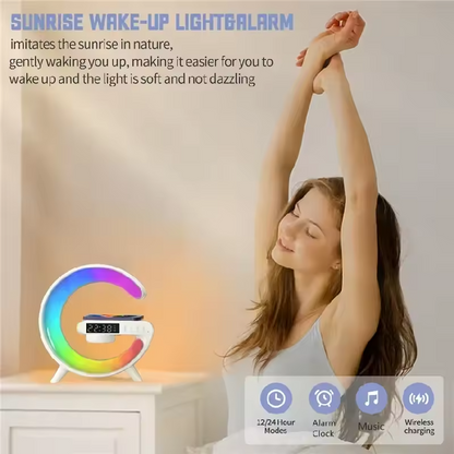 Wireless Charger with Bluetooth Speaker,Lamp, Alarm Clock &  App Controlled